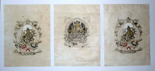 Triptychon buddhas thangka - triptychon,,